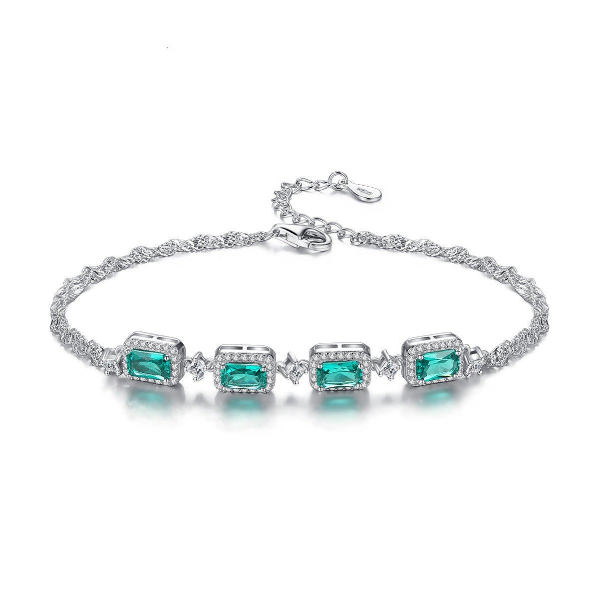 S925 silver emerald bracelet