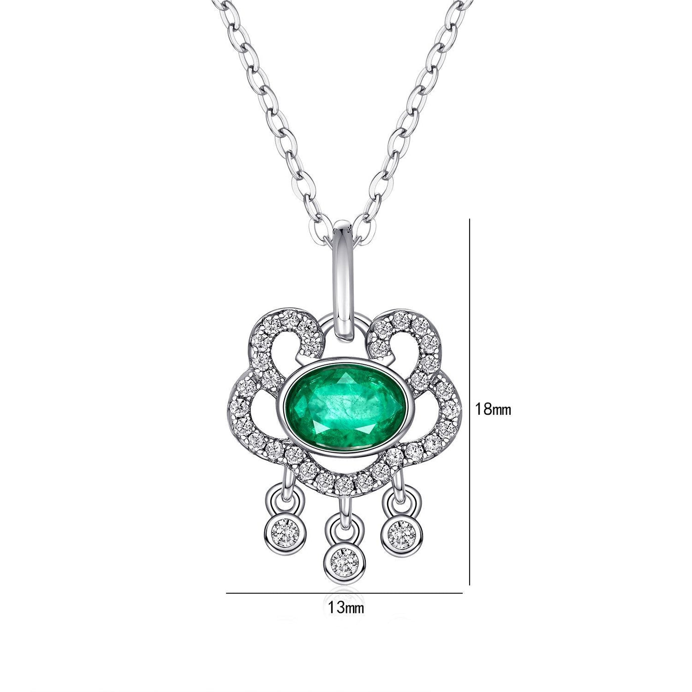 S925 Silver Natural Emerald Necklace
