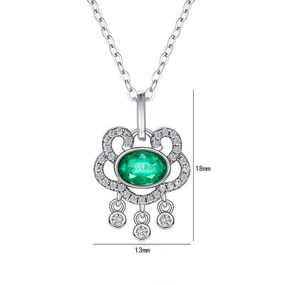S925 Silver Natural Emerald Necklace