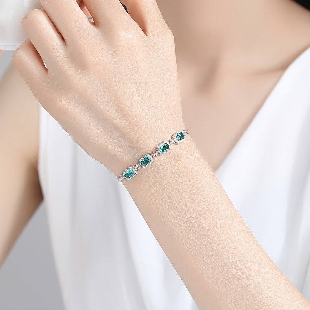 S925 silver emerald bracelet