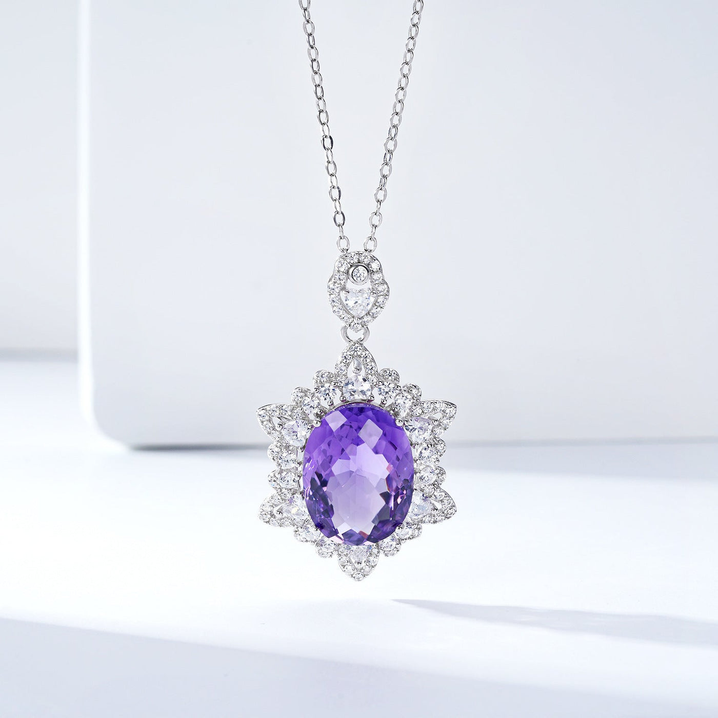 S925 Silver Natural Amethyst Necklace