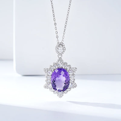 S925 Silver Natural Amethyst Necklace