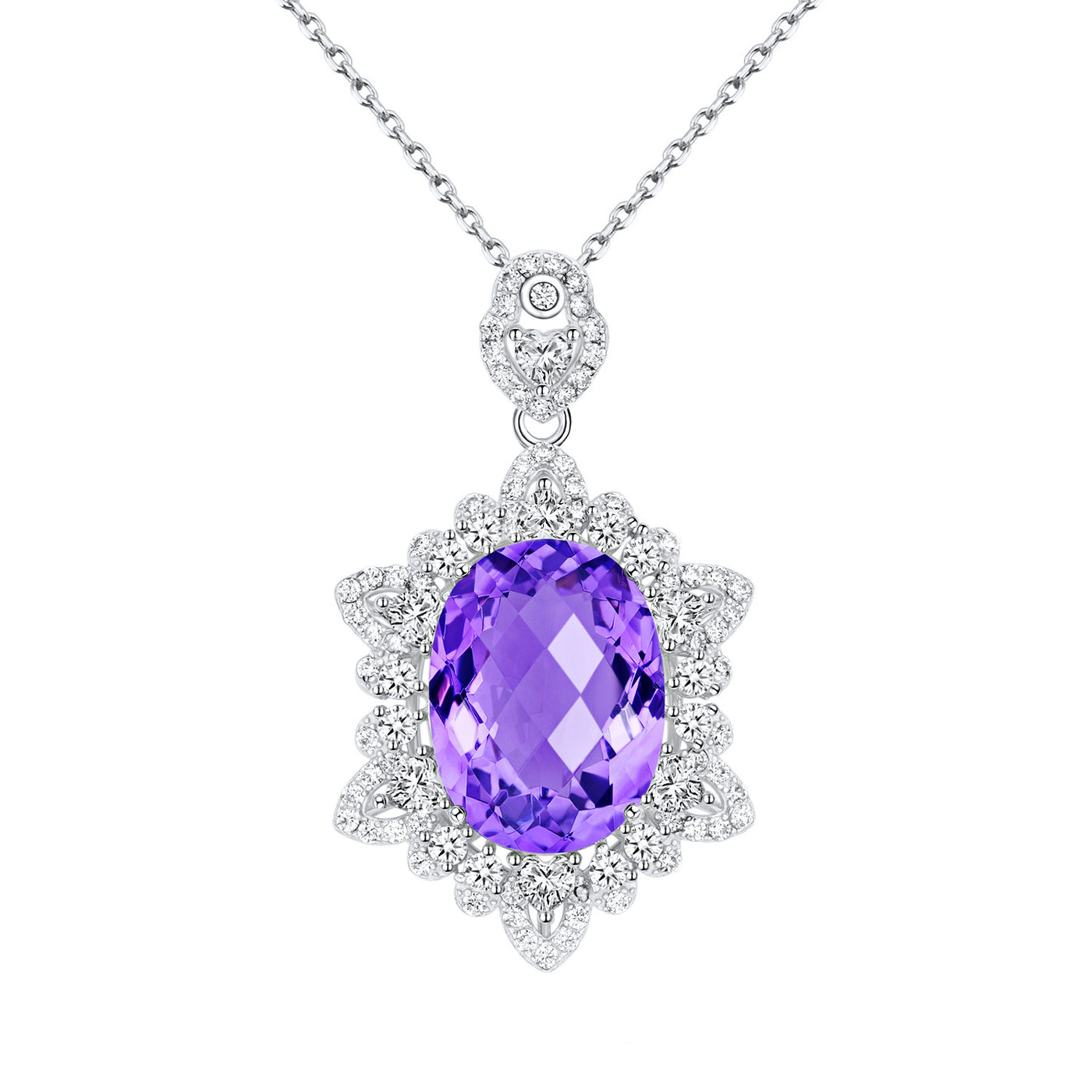 S925 Silver Natural Amethyst Necklace