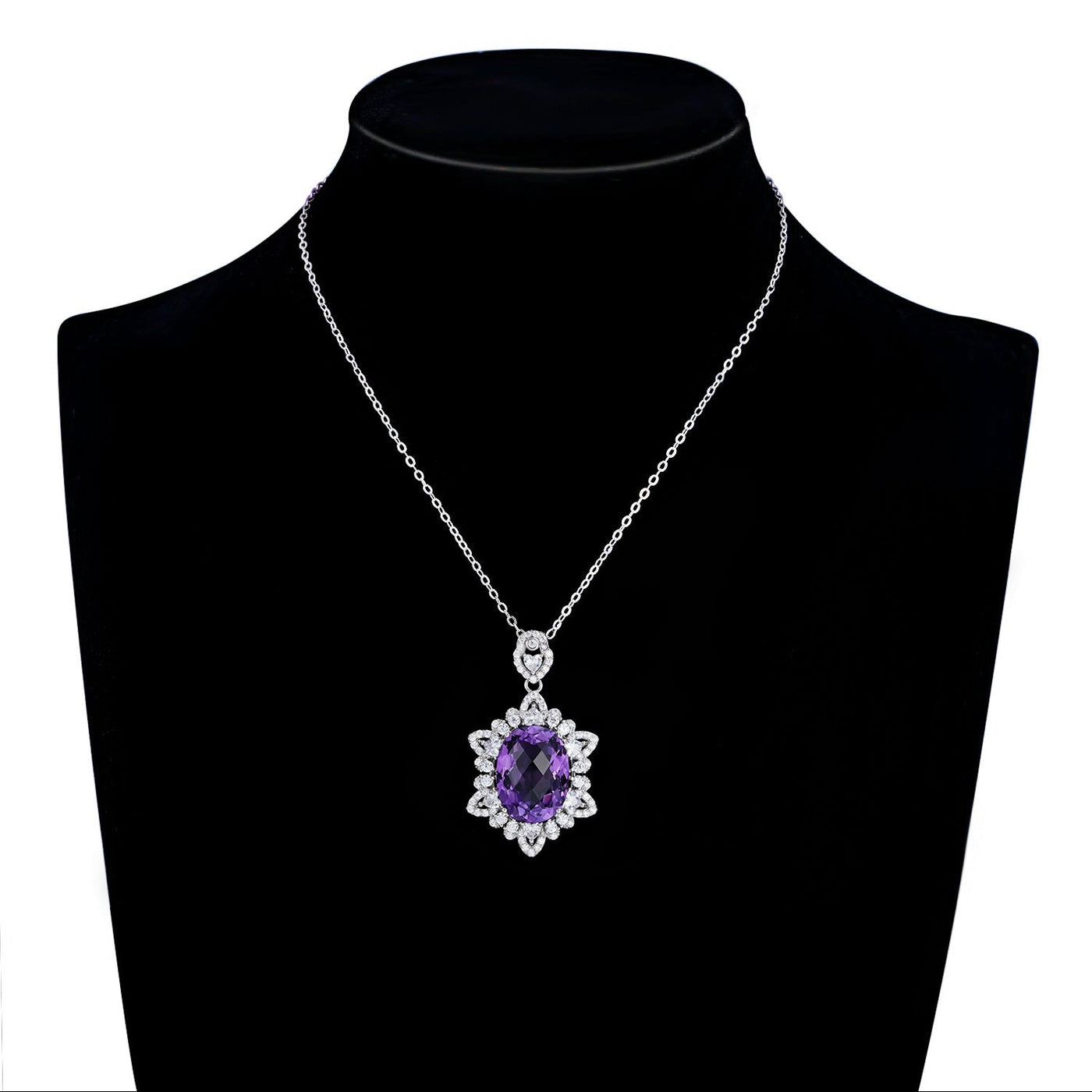 S925 Silver Natural Amethyst Necklace