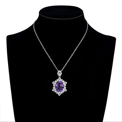 S925 Silver Natural Amethyst Necklace