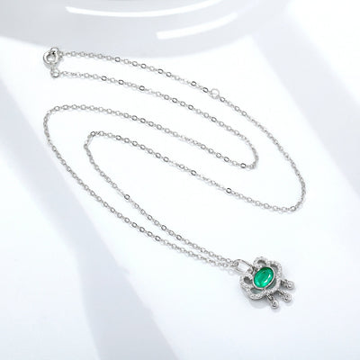 S925 Silver Natural Emerald Necklace