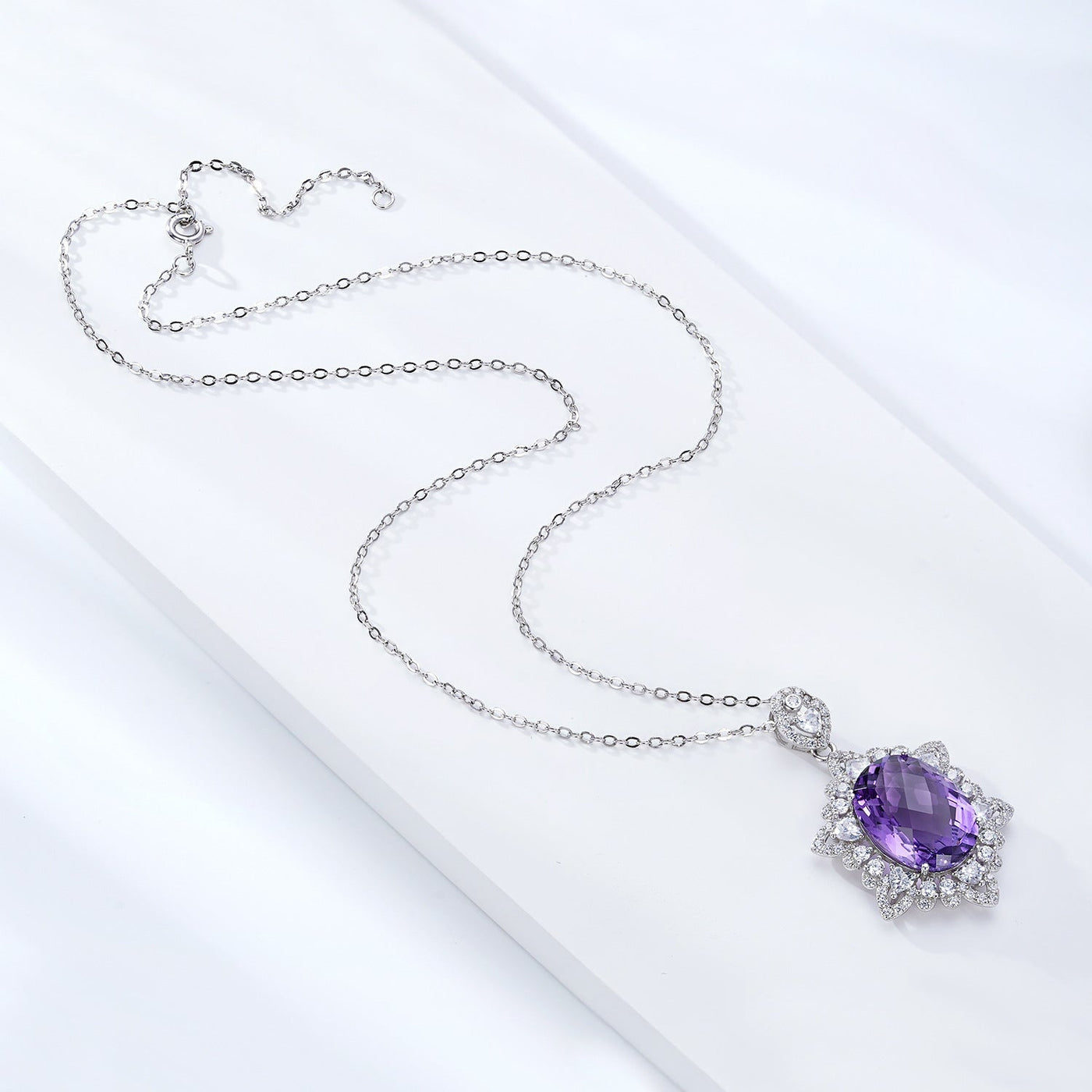 S925 Silver Natural Amethyst Necklace