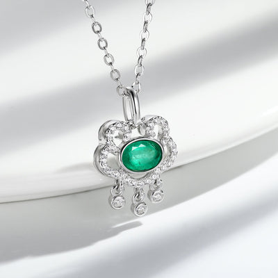 S925 Silver Natural Emerald Necklace