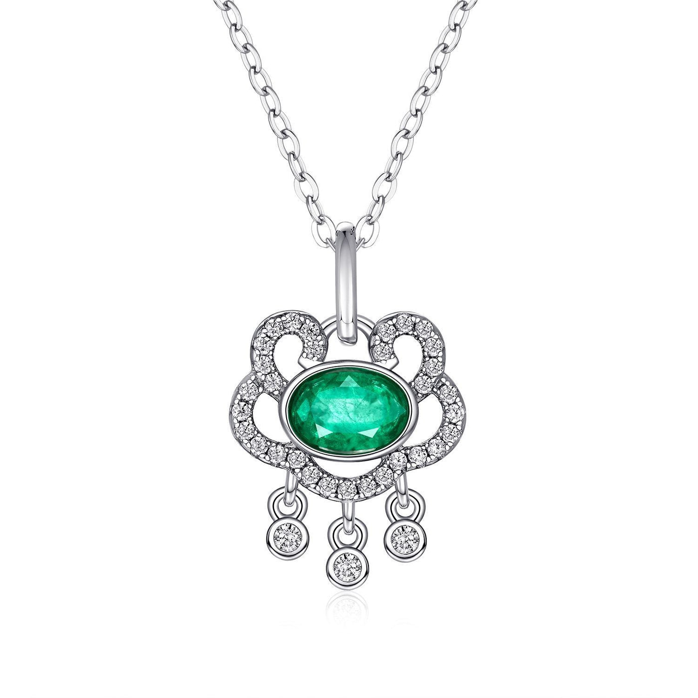 S925 Silver Natural Emerald Necklace