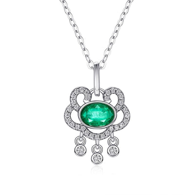 S925 Silver Natural Emerald Necklace