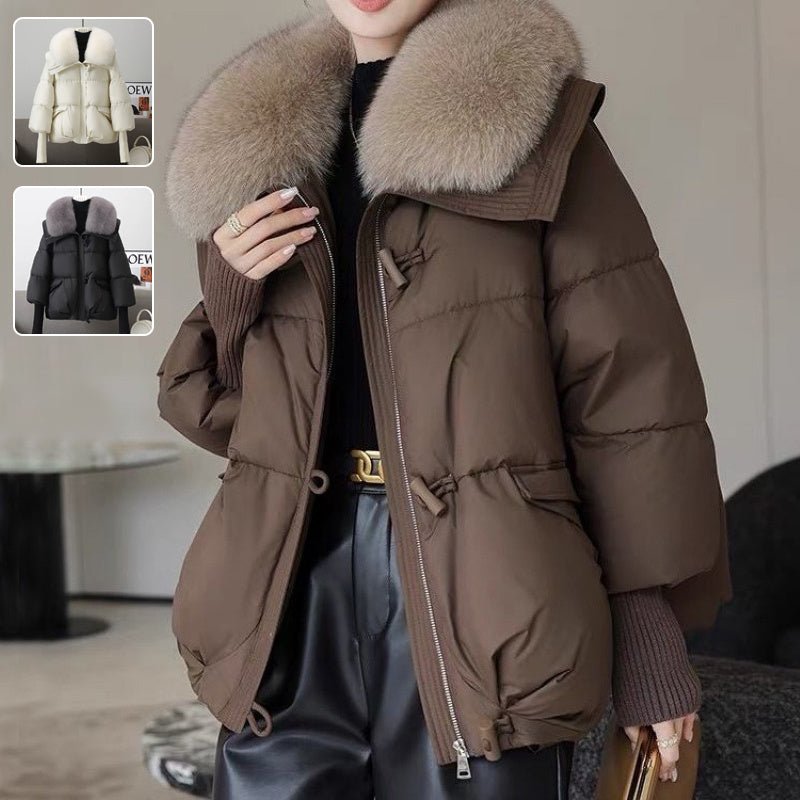 Down Cotton - padded Jacket Women's Short Fur Collar Thickened Coat Winter Clothing - Belisimo
