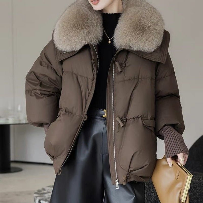 Down Cotton - padded Jacket Women's Short Fur Collar Thickened Coat Winter Clothing - Belisimo