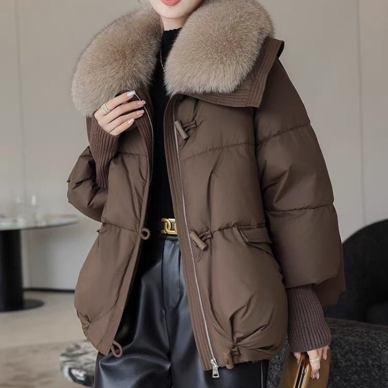 Down Cotton - padded Jacket Women's Short Fur Collar Thickened Coat Winter Clothing - Belisimo