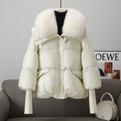 Down Cotton - padded Jacket Women's Short Fur Collar Thickened Coat Winter Clothing - Belisimo