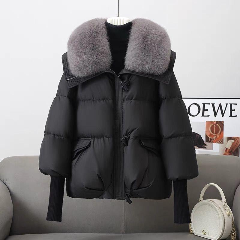 Down Cotton - padded Jacket Women's Short Fur Collar Thickened Coat Winter Clothing - Belisimo