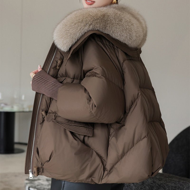Down Cotton - padded Jacket Women's Short Fur Collar Thickened Coat Winter Clothing - Belisimo