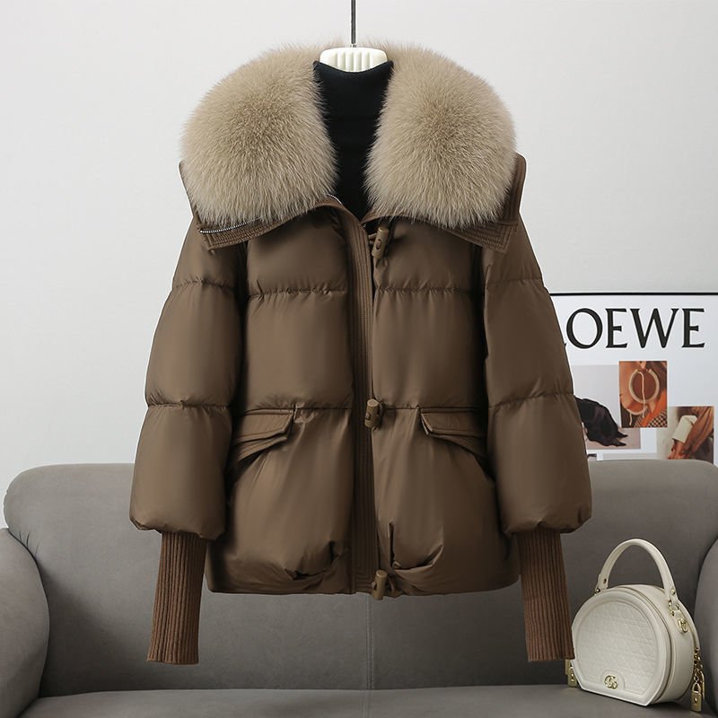 Down Cotton - padded Jacket Women's Short Fur Collar Thickened Coat Winter Clothing - Belisimo