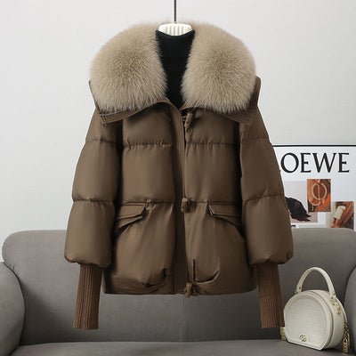 Down Cotton - padded Jacket Women's Short Fur Collar Thickened Coat Winter Clothing - Belisimo