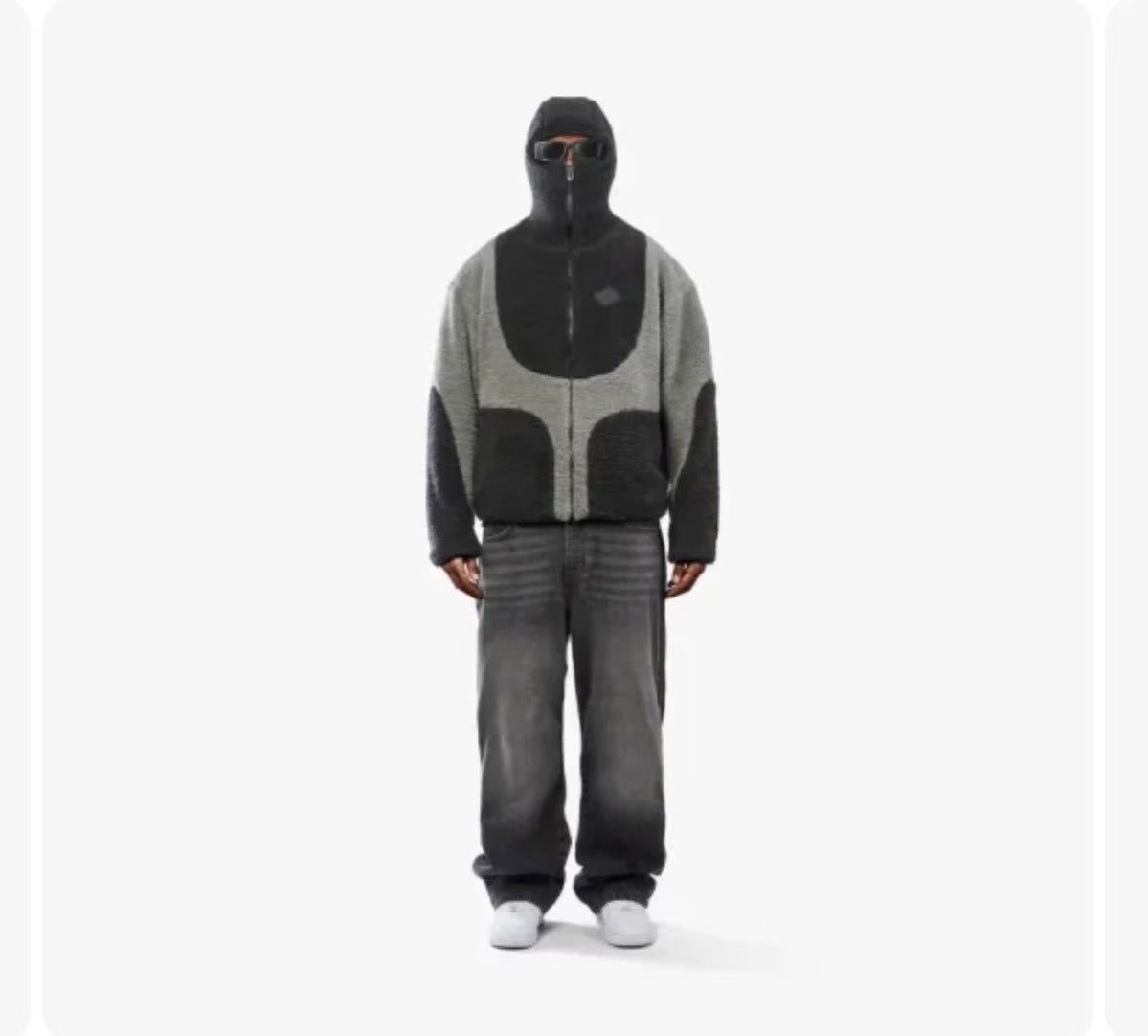 Men's Fashion Lamb Wool Hooded Zipper Coat Sweatshirt Patchwork Line Design Male Tops Casual - Belisimo