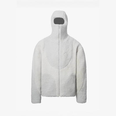 Men's Fashion Lamb Wool Hooded Zipper Coat Sweatshirt Patchwork Line Design Male Tops Casual - Belisimo