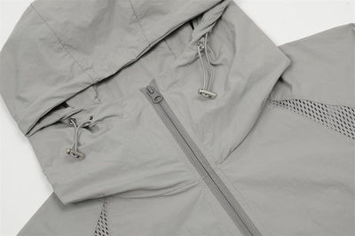 Sun Protection Clothing Men Trendy Brands Lightweight Long Sleeve Hooded Zipper Coat Stitching Mesh Breathable And Loose Jacket - Belisimo