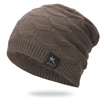 Windproof Hat Solid Color Plus Velvet Knitted Hat - Belisimo