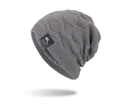 Windproof Hat Solid Color Plus Velvet Knitted Hat - Belisimo