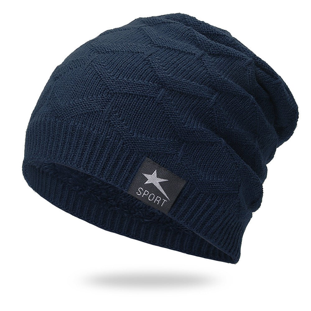 Windproof Hat Solid Color Plus Velvet Knitted Hat - Belisimo