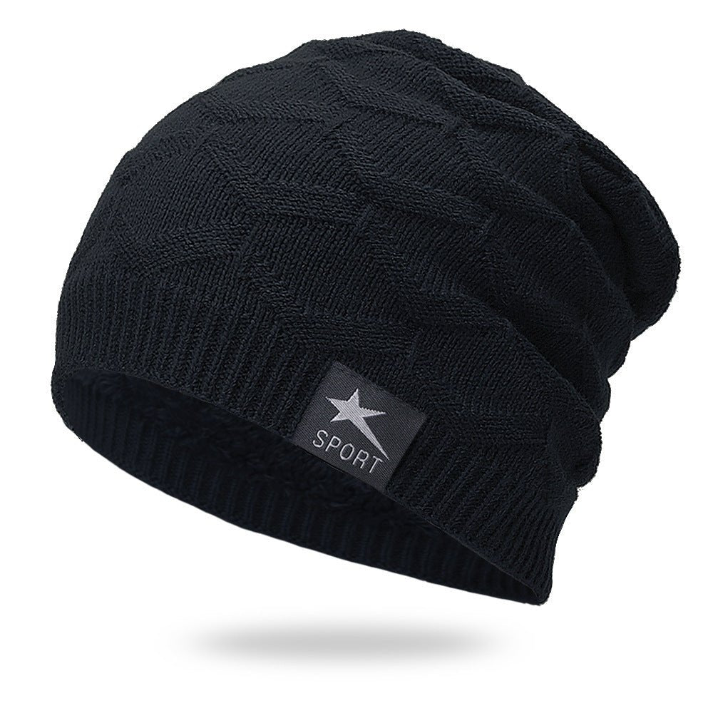 Windproof Hat Solid Color Plus Velvet Knitted Hat - Belisimo