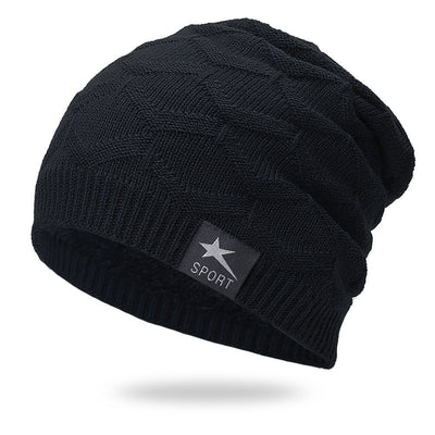 Windproof Hat Solid Color Plus Velvet Knitted Hat - Belisimo