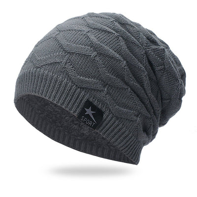 Windproof Hat Solid Color Plus Velvet Knitted Hat - Belisimo